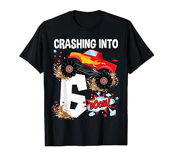 【中古】Kids 6 Year Old Monster Truck 6th Birthday Boy Car Trucks Tシャツ