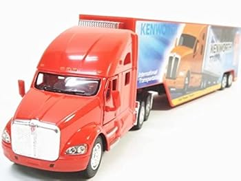 【中古】Kinsmart/キンスマートKenworth/ケンワースT700コンテナトレーラートラック1/68ダイキャストプルバックミニカー/レッド