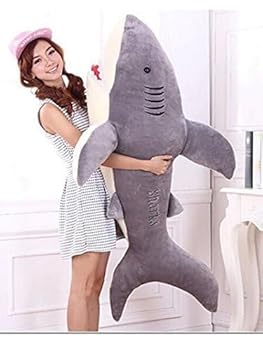 【中古】林新 サメ　ぬいぐるみ　特大　130cm　サメ抱き枕/鮫ぬいぐるみ/プレゼント/お祝い/ふわふわぬいぐるみ　サメ (画像通り)