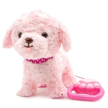 【中古】マザーガーデン とことこ おさんぽ プードルちゃん 桃 動くぬいぐるみ 3歳 女の子 プレゼント 506-37356