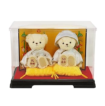 【中古】【未使用】【プティルウ】金婚式ベア 12cm 4S サイズ (金屏風ケース ノーマル)｜AJIMURA-SHOP
