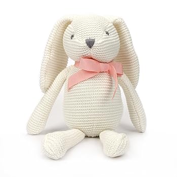 【中古】FLUFFYFUN 100% オーガニックコットン 赤ちゃん おもちゃ うさぎ ぬいぐるみ 18cm (ホワイト)