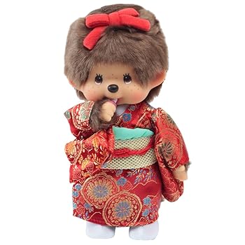 【中古】久月official 目あたらしい おお召しもの姿モンチッチ 御姉さん 赤 IPM-11-Z