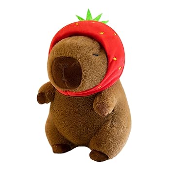【中古】【未使用】ぬいぐるみ 抱き枕 カピバラ 動物 特大 ストロベリー帽子付き 取り外し可能 かわいい ふわふわ 抱きまくら 面白い もふもふ いちご おもちゃ 気