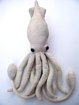 【中古】【未当て嵌める】奈落の底毛の荒物続きもの大黄いか ぬいぐるみ 白いこと 7430