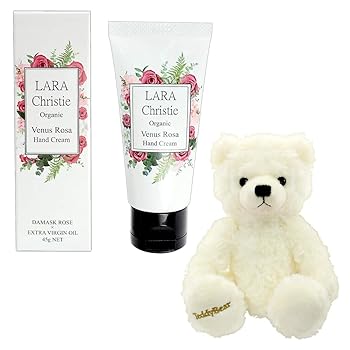 【中古】【未使用】[シアーズ] Sears ララクリスティー LARA Christie ハンドクリーム ヴィーナスローザ付 テディベア ぬいぐるみ ギフトセット パールホワイトテデ