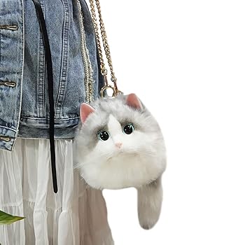 【中古】HIGHAWK 猫 リアル 本物そっくり ぬいぐるみ バッグ 女性 ショルダーバッグ ふわふわ プレゼント 猫好き 置物 癒しい ネコ 飾り(グレー・S)|AJIMURA-SHOP