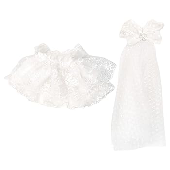 【中古】【未使用】niannyyhouse　20cm ぬいぐるみ 服　ドレス　レースウェディングドレス　ベール　綿人形服 　着せ替え