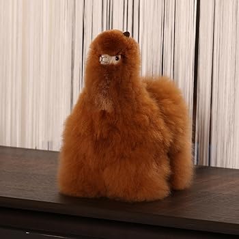 【中古】【未使用】INJOI（インジョイ）ぬいぐるみ アルパカ ふわふわ 可愛い 手触り 手作り 希少性 天然アルパカファー 記念日 特別日 プレゼント ギフト (30cm ブ｜AJIMURA-SHOP