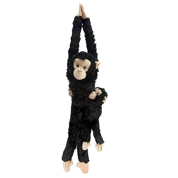 【中古】【未当て嵌める】ワイルドリパブリック ぶらさがり 黒猩々 親子 ぬいぐるみ エテ公 W20×Ｄ12×Ｈ51糎 15265