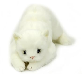 【中古】即物的つづき物 日本製 即物的な猫のぬいぐるみ 58糎 (シロ猫L目明き)