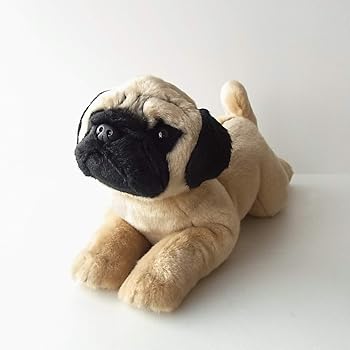 【中古】ニニアンドキノ ぬいぐるみ 犬 本当の 寝そべりわんこ 全長約40糎 愛玩動物 (パグ フォーン)
