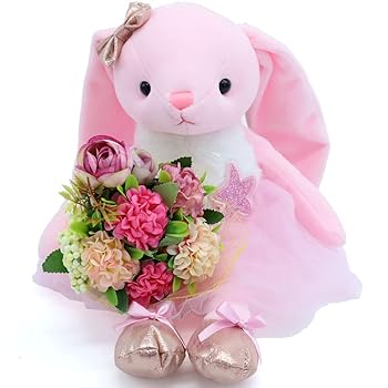 【中古】バレー ぬいぐるみ 胸花仕掛ける 毛の荒物うさぎ サクラ色 青み バレー告げ知らせる会 差し上げ物 差し上げ物 家兎 雑貨 家兎ぬいぐるみ 差し上げ物 赤ちゃん うしろ帯 (