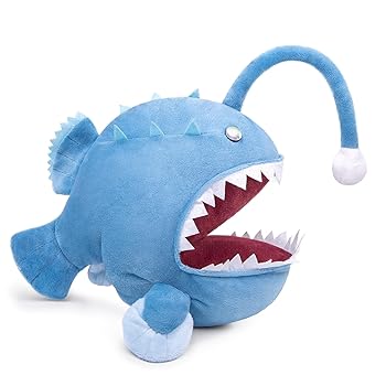 【中古】lilizzhoumax シミュレーションアンコウブルー深海魚ぬいぐるみソフトリアルかわいいギフトふわふわインテリア装飾クリスマスギフト子供のための