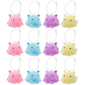 【中古】【未使用】ぬいぐるみ メンダコ ボールチェーン 付き 各3個 合計１２個セット (大容量 子供会 お誕生日会 お楽しみ会 販売促進 販促 向き) ポリエステル 製