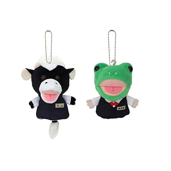 【中古】パペットマペット ぬいぐるみキーホルダー 仕入れ先のうしくん＆蝦くん仕掛ける
