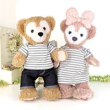 【中古】cushu cush ダッフィー シェリーメイ ぬいぐるみ用 着せ替え 御召しもの 御召しもの 薄墨色間借り人 ありの実書き割り ティーシャツ ズボン下 衣裳 シュロの葉