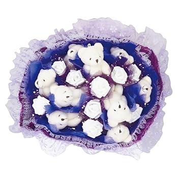 【中古】キューフラ(Q-FLA) ぬいぐるみブーケ 花束 ガーリー ベアブーケ ホワイト プレゼント 母の日 ギフト B-45