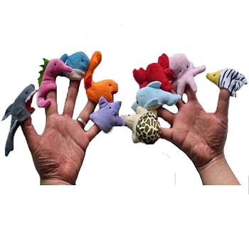 【中古】HJ 指人形 動物 魚 フィンガー パペット おもちゃ 指人形 動物 赤ちゃん おもちゃ 知育玩具 物語 布製 (50個セット)
