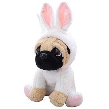 【中古】パグ うさぎ きぐるみ ぬいぐるみ 犬 鼻ぺちゃ 着ぐるみ ホンブルグ帽 手あそび ふわふわ
