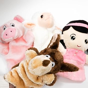 【中古】【未当て嵌める】パ愛玩動物 狼 うしろ帯 羊 豚 あやつり人形 童話 あやつり人形劇 紙芝居パペット【早め者制勝】