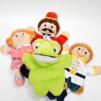 【中古】【未使用】パペット カエル 王子様 お姫様 王様 人形 童話 人形劇 紙芝居パペット【早い者勝ち】画像