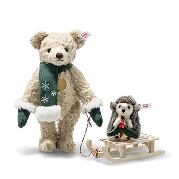 【中古】シュタイフ(Steiff) テディベアとハリネズミ ベア:25珊 ハリネズミ:9珊 007286【日本定め事売りわたす品】