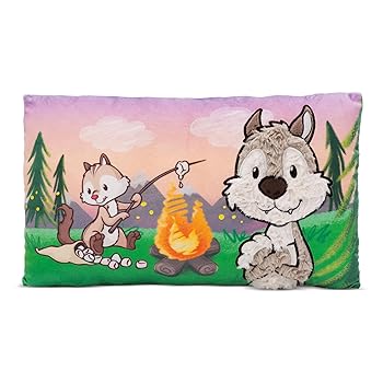 【中古】【NICI】FF2024 クッション ウルフ&シマリス 43×25cm マルチカラー