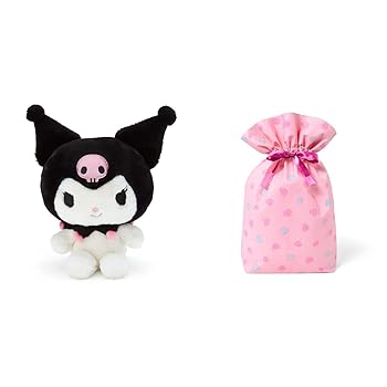 【中古】【未当て嵌める】サンリオ(SANRIO) クロミ ぬいぐるみ(標準尺度)L 857165 + サンリオ(SANRIO) ラッピング袋 シュロの葉御徒面子 さくら色 ハート型【書き割り】