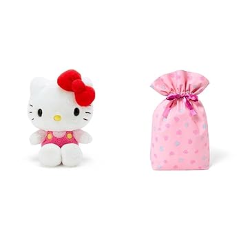 【中古】【未使用】サンリオ(SANRIO) ハローキティ ぬいぐるみ(スタンダード)S 853798 + サンリオ(SANRIO) ラッピング袋 リボンバッグ ピンク ハート【セット】｜AJIMURA-SHOP