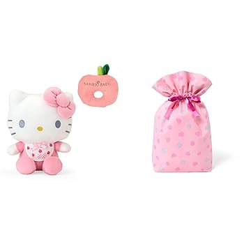 【中古】【未当て嵌める】サンリオ(Sanrio Baby) 洗えるぬいぐるみ仕掛ける 日暈キティ 649953 + サンリオ(SANRIO) ラッピング袋 シュロの葉御徒面子 サクラ色 ハート型【仕掛ける】