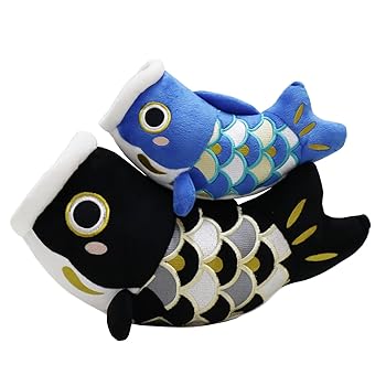 【中古】五月人形 吉祥 福鯉 黒鯉 青鯉 親子鯉 2匹鯉セット ぬいぐるみ 鯉ぐるみ 初節句 室内用 こい 脇飾り