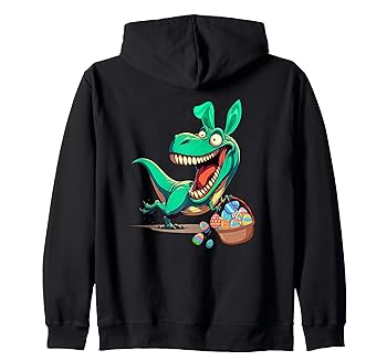 【中古】【未当て嵌める】T-Rex 恐竜 復活祭 心うれしい復活祭 おもしろ恐竜 バニー エッグ狩り ジップパーカー