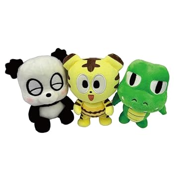 【中古】【未使用】HISATO駄カンパニー ＤＸアニマルホイクエンぬいぐるみ３体セット トラパン ガブ パンラ