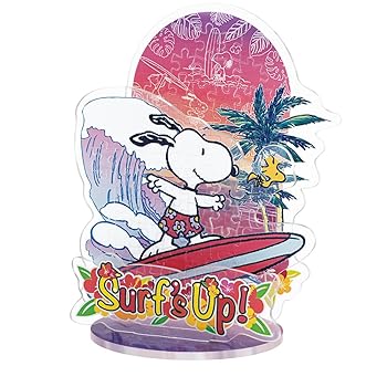 【中古】ビバリー 【ジグソーパズル×アクスタ】 スヌーピーアクスタポップ スヌーピーサーフィン 【組んで飾れる新パズル】 【のり付け不要】 82ピース