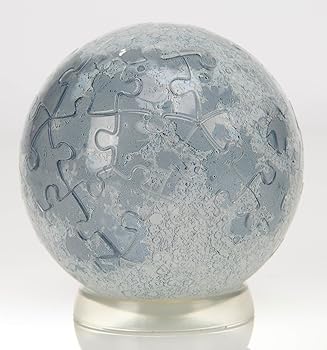 【中古】【未使用】やのまん(Yanoman) 60ピース ジグソーパズル 3D球体パズル クリアMOON (直径約7.6cm) 2003-511 ピース請求はがき 台座 組立見本付き