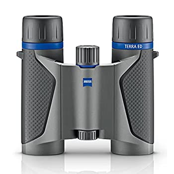 【中古】 ZEISS 小型望遠鏡 Terra ED Pocket 10x25 ダハプリズム式 10倍 25差しわたし ED水晶体 手ごわい\u0026パウダーコンパクト 完膚無き迄に雨合羽 Gray 653948