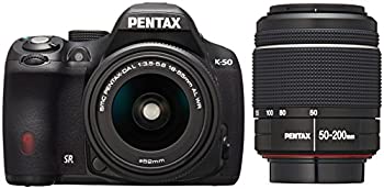 【中古】 RICOH リコー デジタル一眼レフ PENTAX K-50 DAL18-55mmWR DAL50-200mmWRダブルズームキット ブラック K-50 WZOOM KIT BLACK 10907