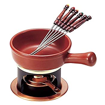 【中古】 新光金属 フォンデュ鍋 茶 16cm チョコ&チーズフォンデュセット T-100|AJIMURA-SHOP