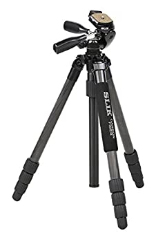 【中古】 SLIK カーボン三脚 ライトカーボン E84 4段 ナットロック式 28mmパイプ径 3ウェイ雲台 クイックシュー式 108321