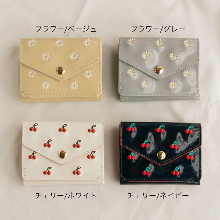 【楽天市場】ミニ財布 小さい財布 ミニウォレット 三つ折り エナメル 刺繍 [ Flowering / フラワーリング ] 極小財布 カード