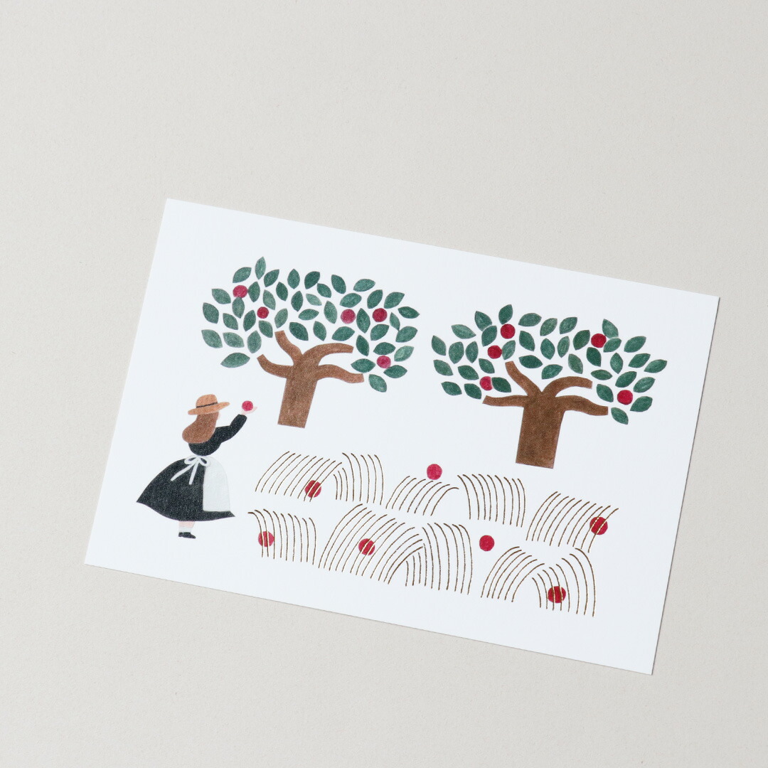 箔押しポストカード [ りんご畑 ]