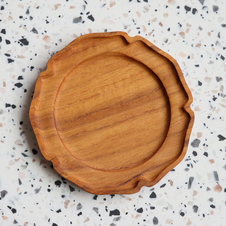 楽天市場】チーク 輪花 トレー 10cm 皿 プレート コースター 豆皿 花