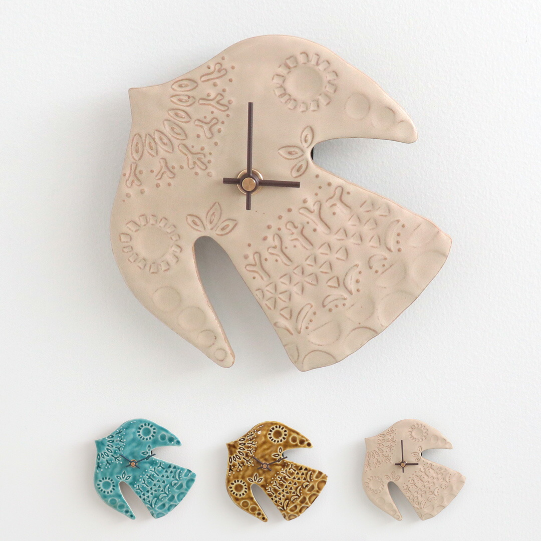 【マラソン中尖んがり5倍】happy bird clock [ Junko Nakamura×SUGY JAPAN ] 瓦 瀬戸もの 鳥型 掛時計 かっこ良い 愛くるしげ 差し上げ物 差し上げ物 インテリア・寝具・収納-掛け時計-置き時計・掛け時計