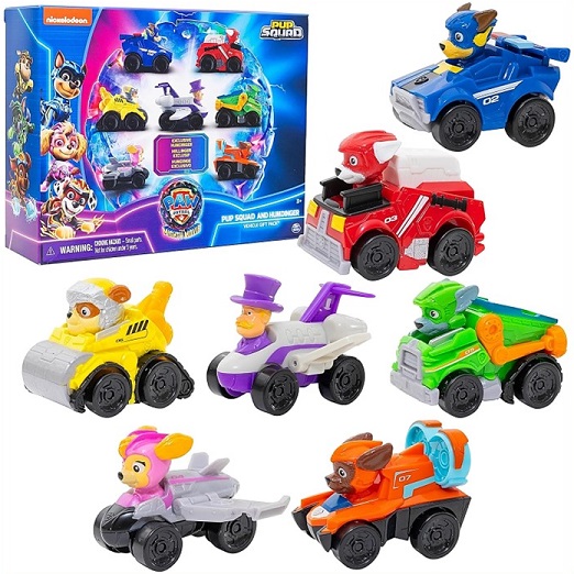 パウパトロール マイティ・ムービー・トイビークルセット 7つの新しい車とトラック 限定ハンディンガー市長/ラブル、チェイス、スカイ、ズーマー、マーシャル、ロッキー /ミニカー/ビークル/1：55スケール/おもちゃ/プレゼント