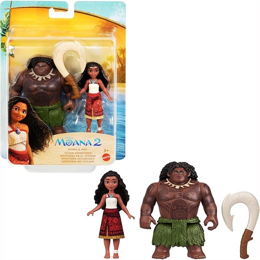 【Disney Moana ディズニー モアナ2】 ディズニー プリンセス モアナ＆マウイ オーシャンアドベンチャーズ 2体セット/釣り針付き /フィギュア/おもちゃ/モアナと伝説の海2/マテル画像