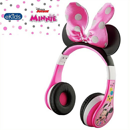 eKids【ディズニー ジュニア】 ミニー ワイヤレスヘッドホン 内臓マイク・音量制限機能付き ミニーマウス ヘッドフォン キッズ Bluetooth ブルートゥース ボイスチャット