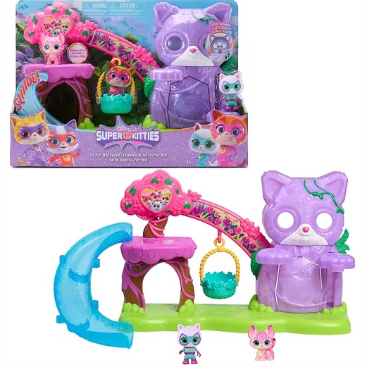【Disney Junior Super Kitties】 ウォルトディズニー お坊っちゃん スーパーキティー 百貨店 ワイルド プレイセット スライダー＆鞦韆付き添い人 5点書き割り/手あそび/Just Play