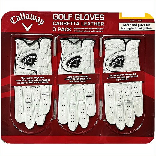 【Callaway】 キャロウェイ ゴルフ地球儀 割り増し金 カブレッタレザー 3P書き割り ゴルフ/地球儀/羊革/白/Golf Gloves/父の日