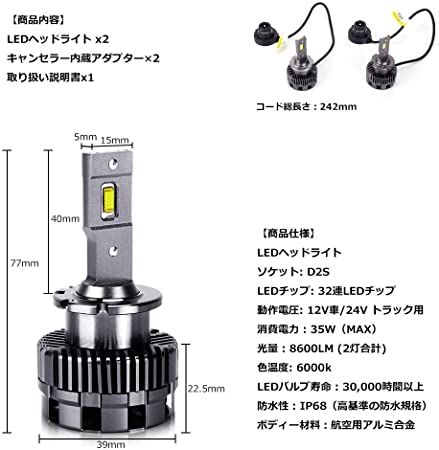 D2s Led ヘッドライト 車両検一致 Opplight新型 ホンダ 日産 純色のhidをled化 ポンクレジット 次世代 Hid を傑れるled 白さ 6000k 8600lm 35w 両面発する キャンセラー内蔵 インポート車 国産車対応 12v車 24v ト Damienrice Com